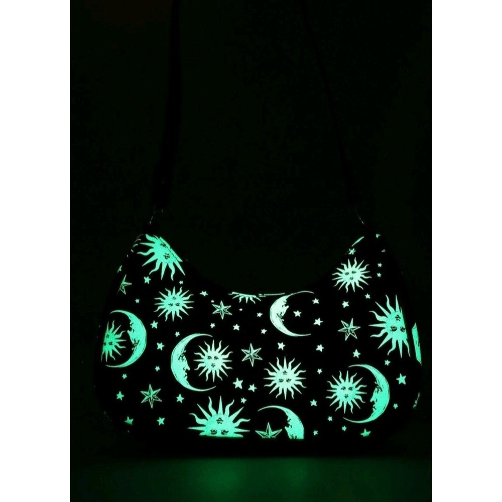 NEW Celestial Stars Moon & Suns  Glow-In-The-Dark Shoulder‎ Purse Bag Whimsigoth